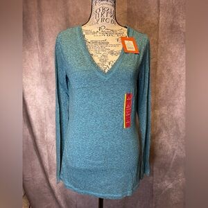 Mossimo Teal Long Sleeve V-Neck Top Small NWT